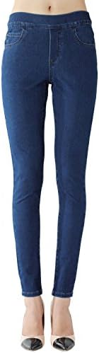 Isolde - Skinny Medium Blue Indigo Jegging Super Stretch Knit Denim for Women with Fully Functional Pockets M