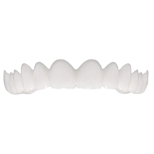 FirstFly Teeth Top Cosmetic Veneer, Cosmetic Dentistry Instant Smile Comfort Fit Flex Cosmetic Teeth One Size Fits, Most Comfortable Denture Care (White)
