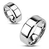 STR-0007 Stainless Steel Mirror Polished Flat Band with Beveled Edge Ring; Comes with Free Gift Box