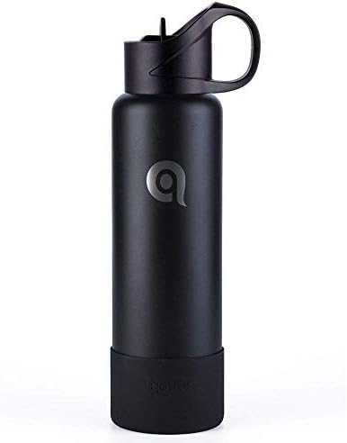 Qottle Double Wall Stainless Steel Water Bottle 24oz/740ml with Straw Leak Proof Flip Cap Anti Slip Cover Vacuum Metal Insulated Keep Flask Hot and Cold Drinks for Outdoor Sports Camping Hiking