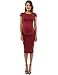 PattyBoutik Mama Crewneck Crochet Lace Inset Ruched Sheath Dress