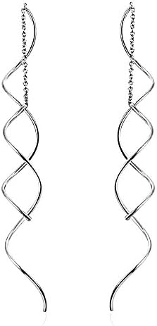 Elegant Curve Twist Shape Spiral Threader Dangle Hook Earrings Nightclub Earrings Women Jewelry (silver)