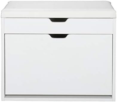Wolketon Shoe Cabinet 1 Drawer Removable Wooden Shoe Rack for Hallway Bedroom Entryway Shoe Storage White