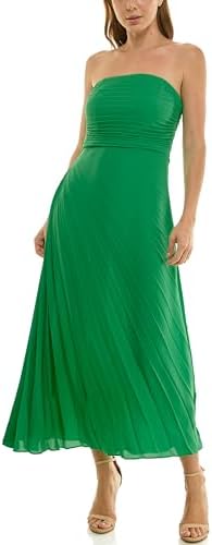 nicole miller one shoulder pleated maxi dress Strapless Pleated Chiffon Maxi Dress