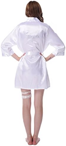 Juntian Women's Satin Kimono Robes Bride and Bridesmaid Robes With Rhinestones On Back