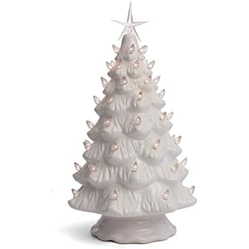 White 14 Retro Prelit Ceramic Tabletop Christmas Tree With 52 Multicolored Lights Fox Valley Traders 364535 Bc00418589 Trees Pre Lit Ceramic Christmas Tree