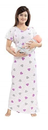 Women's Beautiful Print with Invisible Zip Feeding/Maternity/Nursing Nighty/Nightwear.