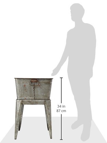 Benzara Multi-Functional Galvanized Metal Tub, Gray