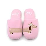 Dog Slippers hot Critter House Indoor Shoes Dachshund Slippers for Ladies Girls Women Shoes Slides (Women US 9-10, Pink Dog)