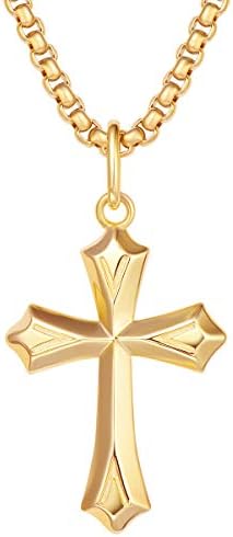 ゴールドメッキ 925スターリングシルバー エッジーゴシッククロスペンダントネックレス 23 6インチ メンズ スーパーセール スチールボックスロングチェーン