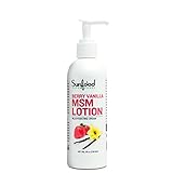 Sunfood Superfoods MSM Lotion Creme Moisturizer. Berry Vanilla Scent. Natural Vitamins & Organic Ingredients. Treats Inflammation, Scar Tissue, Wrinkles, Sunburn. Free of Parabens. 8 oz Pump Bottle