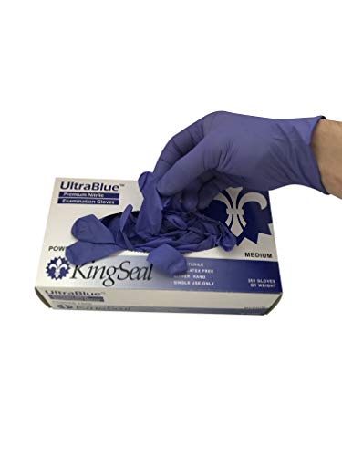 image for KingSeal UltraBlue Cobalt Indigo Blue Disposable Gloves, 4 mil, Latex-