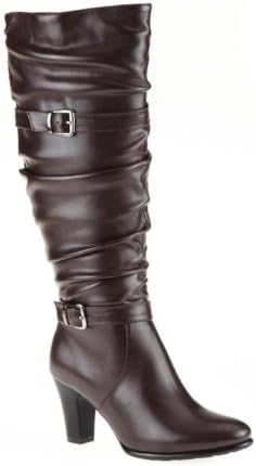Tender Tootsies Women's Deanna Dark Brown Zip Up Tall Shaft Fashion Boots (7 XW, Dark Brown)