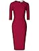 MUXXN Women's Elegant 3/4 Sleeve Slim Office Pencil Dress(M,Burgundy)