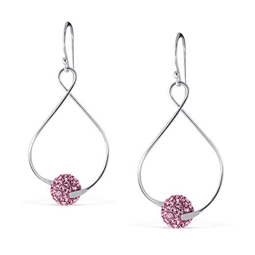 The Rose & Silver Company Women 925 Sterling Silver Light Rose Ball Twist Dangle Earrings