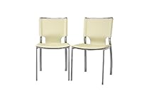 Baxton Studio Montclare Ivory Leather Modern Dining Chair, Set of 2