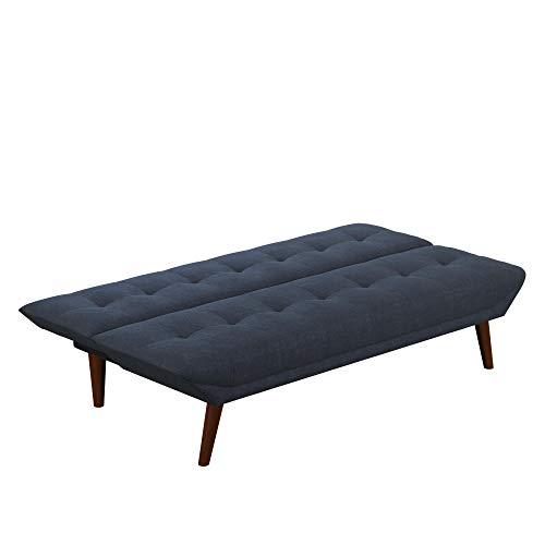 REALROOMS Adley Small Space Convertible Modern Futon Couch Lounger, Navy Blue Linen - Thumbnail 2