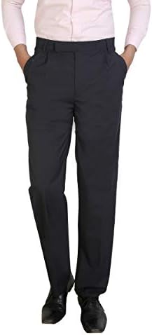Particle Men's Pleat-Front Formal Trousers - Black Pin-Stripes (Waist Sizes 32-46)