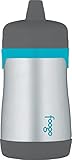 THERMOS FOOGO Vacuum Insulated Stainless Steel 10-Ounce Hard Spout Sippy Cup, Charcoal/Teal