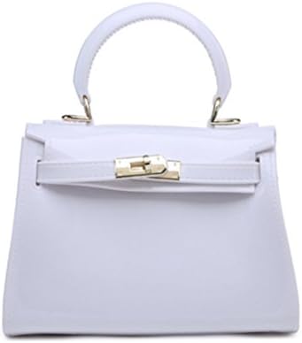 Momo House Jelly Handbag Portable Shoulder Satchel Transparent Crystal Bag (White)