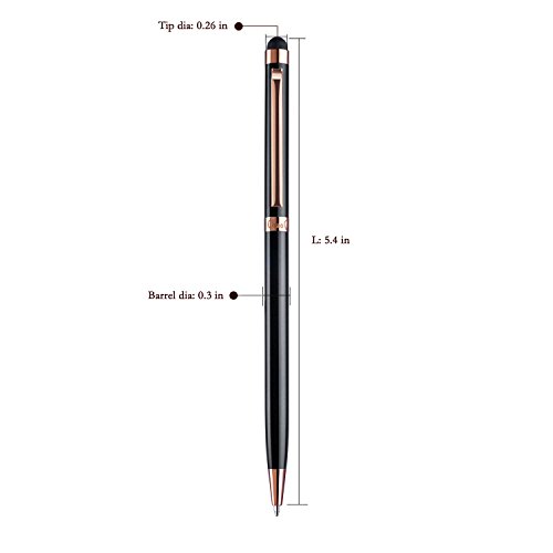 CHAOQ Stylus Pens, [ 2 Pcs / Gold ] Ball Pens Black Ink & Stylus for Touch Screens, iPad, iPhone, Tablet, Kindle Fire with 12 Extra Rubber Tips 4 Extra Pen Refills - Thumbnail 4