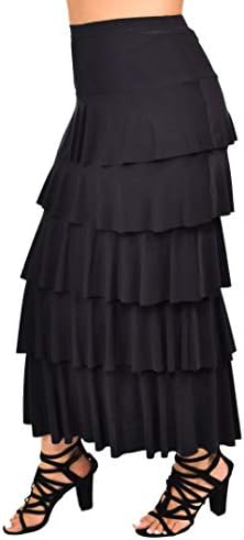 Dare2BStylishWomen Boho Waterfall Tiered Layered Maxi Skirt | Reg & Plus Sizes