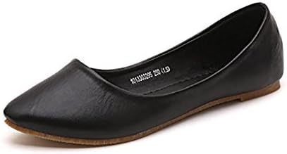 IF FEEL Women's Leather Black Casual Soft Solids Pointy Toe Ballet Walking Flats Shoes - Size 10