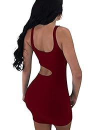 MIZOCI Vestido corto sin mangas con cuello en V para mujer