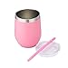 K&C Creations Stainless Steel Stemless Glass with Lid and Straw-Unbreakable Shatterproof Adult Sippy Cup Wine Tumbler Vacuum Insulated Portable for Out, 5.4 x 3.9 x 3.9 inches, Pink