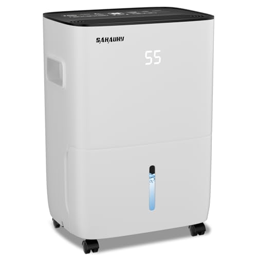 SAHAUHY 120 Pints Dehumidifier for Basement Home Bedroom Garage Space up to 6200 Sq.Ft with Drain Hose,Water Tank and Wheel