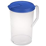 Sterilite 1-Gallon Round Pitcher, Clear with Blue