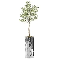 SIGNWIN Eucalyptus Tree with Black & White Industrial Grunge Effect Vase Abstract Shapes Minimalism Zen Dramatic Dark for Living Room, Bedroom, Office - X-Large 5 Feet (60