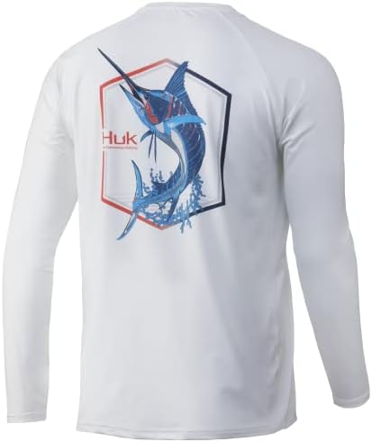 HUK Men's Fishing Hoodie - UPF 50 Sun Protection With Mesh Vents