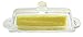 Bezrat Glass Butter Dish with Lid - Elegant Slim Tidy Cover with Handle - Crystal Clear Rectangular 2 Piece Design