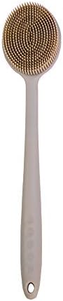 Silicone Bath Body Brush, Ultra-soft Shower Back Scrubber with Long Handle for Women and Men 100% BPA- free (Coffee grey)