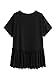 Romwe Women's Casual Ruffle Hem Drop Shoulder High Low Peplum Tunic Top Black Large