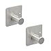 BQTime Super Power Heavy Duty 3M Self Adhesive Hooks Stainless Steel Towel Robe Coat Clothes Bag Hanger Holder(2 Pack Single Hook), Wall Mounted, NO Drill, Waterproof, BQ003