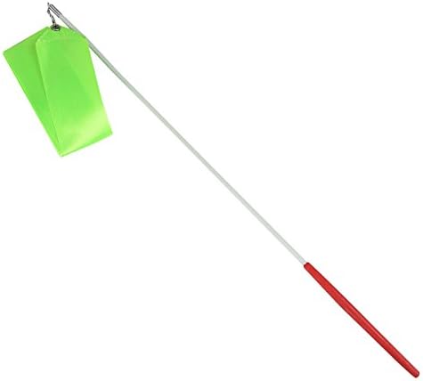 Herbalcandybox Silk Ribbon Wands Bright Colorful 157"(4M) for Rhythmic Gymnastics Ribbons, Dance Ribbons, Fitness Ribbons, Children's Toys Streamers, Wedding Mementos, Party Decorations, Green