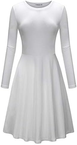 HIKA Women's Casual Elegant A Line Short Cap Sleeve Round Neck Dress