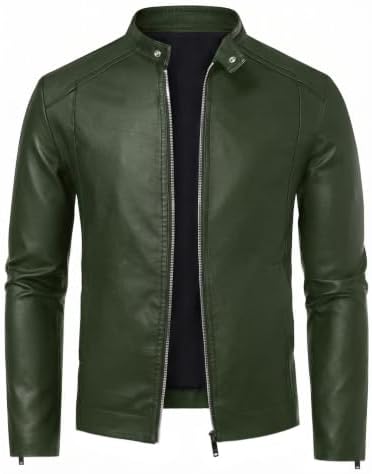 CIDER Faux Leather Stand Collar Zipper Biker Jacket: Brown, XS at
