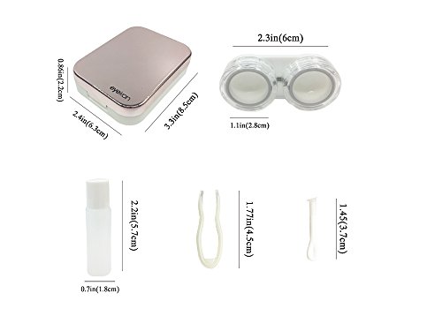 OMG Portable Cute Travel Contact Lens Case Eye Care Kit Holder Mirror Box (Rose Gold)