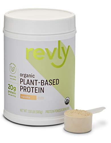 Amazon Brand - Revly Organic Plant-based Protein Powder, Vanilla, 1.5 Pound (19 Servings)