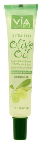 VIA Natural Ultra Care Olive Oil Concentrated Natural Oil 1.5oz - Imparts Natural Nutrients To Aid The Hair & Scalp Moisturizes Dry, Brittle Hair by Via Natural