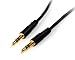 StarTech.com 1 ft. (0.3 m) 3.5mm Audio Cable - 3.5mm Slim Audio Cable - Gold Plated Connectors - Male/Male - Aux Cable (MU1MMS), Black