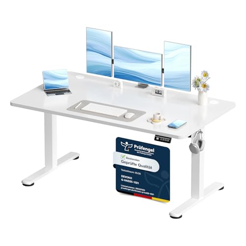 Devoko Elektrisch Höhenverstellbarer Schreibtisch 140 x 60cm,Weiß