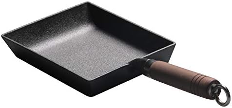 Tamagoyaki Japanese Omelette Pan/Egg Pan, Non-Stick Coating, Rectangle Frying Pan, Mini Frying Pan Iron Omelette Pan with Wooden Handle (Black)