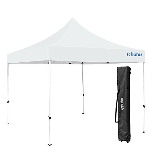 Ohuhu Instant Shelter Canopy Tent W/ Wheeled Carry Bag, 10 by 10 Ft, White