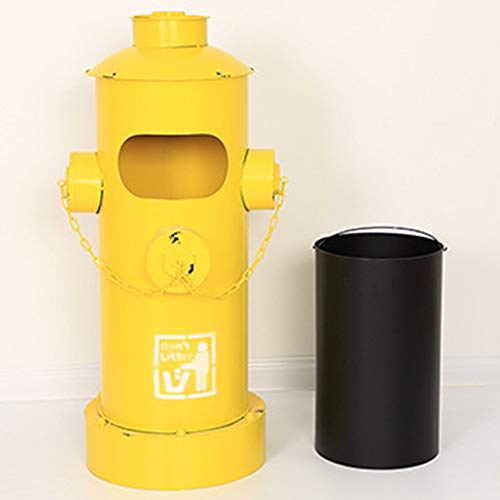 MQW Red/Yellow Industrial Wind Fire Hydrant Trash Bin Retro Old Iron Iron Storage Bucket Creative Oil Buckle Floor Decoration 44 87 (cm) Delicate and Beautiful (Color : Yellow)