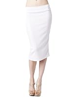 82-9014PT-WHT-LG Women'S Casual To Office Wear Below Knee Pencil Skirt - White L
