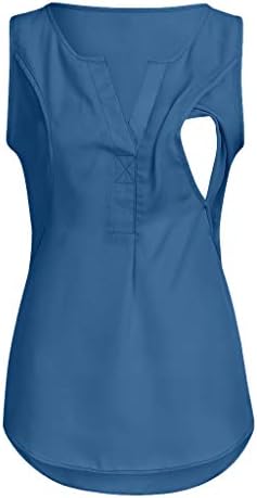 Viahwyt Mama Breastfeeding Shirts Nursing Tops for Women Short Sleeve Comfy Maternity Clothes O-Neck Tops Solid Clothes Blouse
